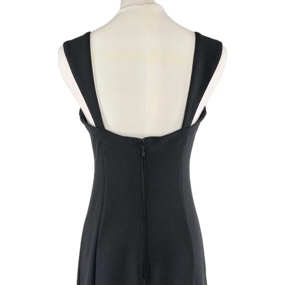 Quiet Luxury Abercrombie Fitch Black Midi Dress Women’s M Sweetheart Neck Slit - Picture 4 of 13
